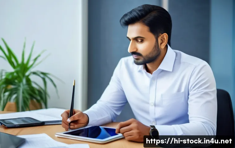 증권투자상담사와 고객 만족도 높이는 법 - A professional Indian financial advisor sitting in a modern office, attentively listening to a young...